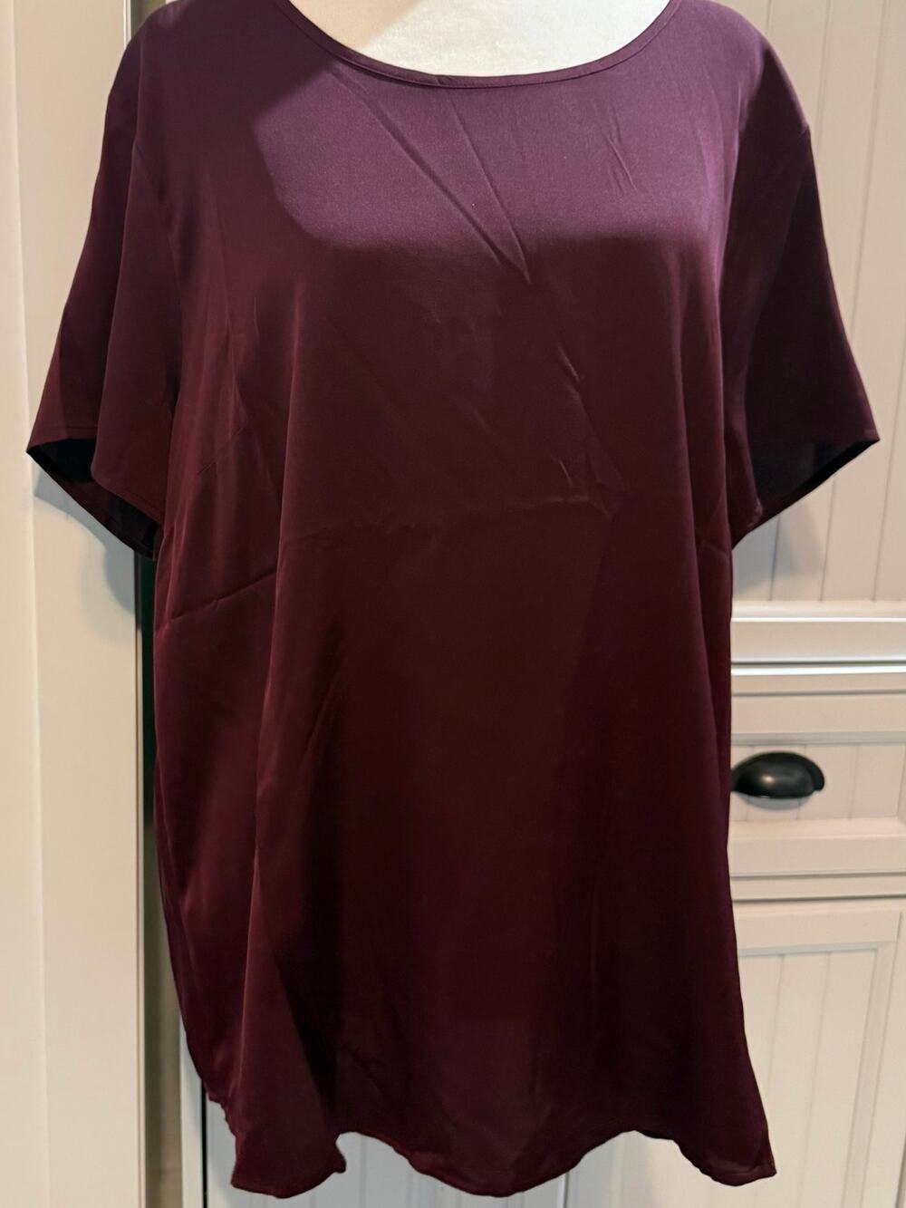 Quince Washable Stretch Silk Tee Wine XL NWT